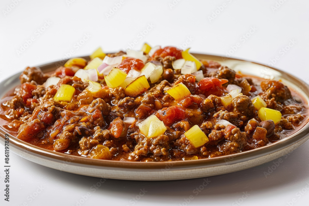 Colorful Carolina Burger Chili with Medley of Diced Onions Colorful Carolina Burger Chili with Medley of Diced Onions