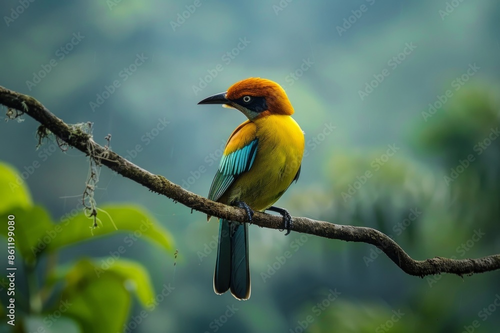 Wild bird perched on a branch Afternoon in the rainforest Phu Khiao Wildlife Sanctuary Wild bird perched on a branch Afternoon in the rainforest Phu Khiao Wildlife Sanctuary