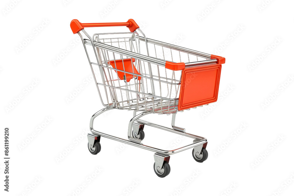 Empty metal shopping cart isolated on transparent background Empty metal shopping cart isolated on transparent background