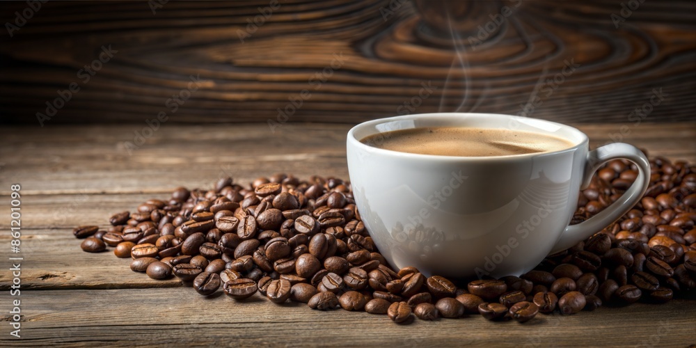 A large cup filled with coffee, copy space A large cup filled with coffee, copy space