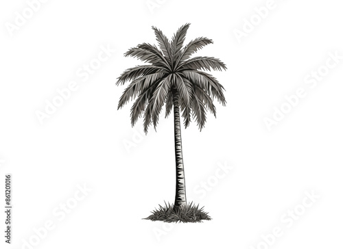 Black palm tree set vector illustration on white background silhouette art black white stock illustration