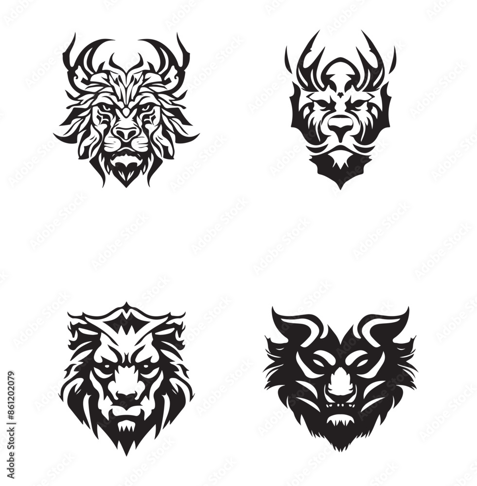 Silhouette demon face icon Vector design for tattoo, t-shirt Silhouette demon face icon Vector design for tattoo, t-shirt