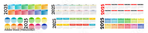 Calendar for 2025 isolated on a white background