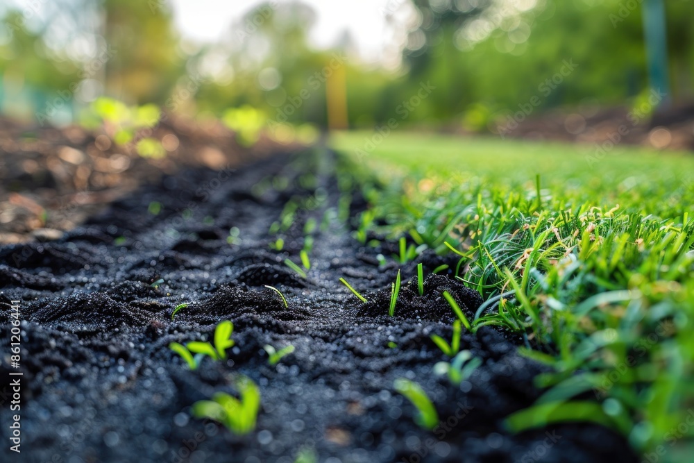 artificial lawn being laid on the ground. ai generative artificial lawn being laid on the ground. ai generative