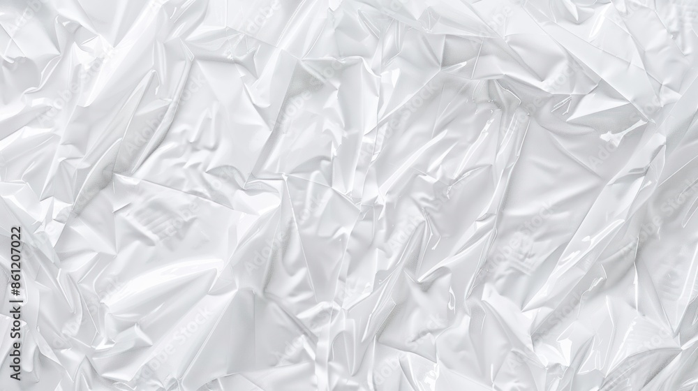 Obraz premium wavy crumpled transparent plastic, background texture
