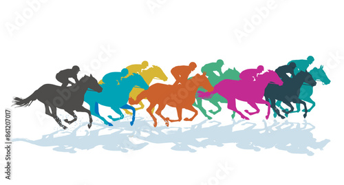 Galopp Pferderennen, Isoliert - Illustration