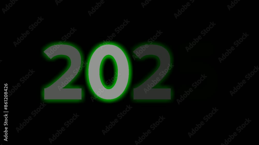 Neon number 2025 new year sign symbol modern animation motion graphics flicking on black background,green color glowing and shining for video elements Neon number 2025 new year sign symbol modern animation motion graphics flicking on black background,green color glowing and shining for video elements