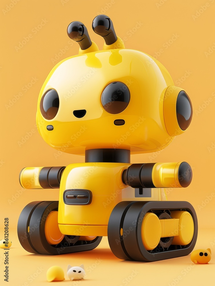 3D backhoe cartoon, 3D rendering 3D backhoe cartoon, 3D rendering