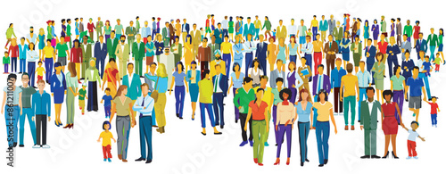 Große Gruppe von Personen isoliert auf weißem Hintergrund. illustration