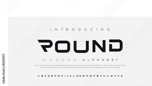 Round Modern abstract digital alphabet font. Minimal technology typography, Creative urban sport fashion futuristic font and with numbers. vector illustration