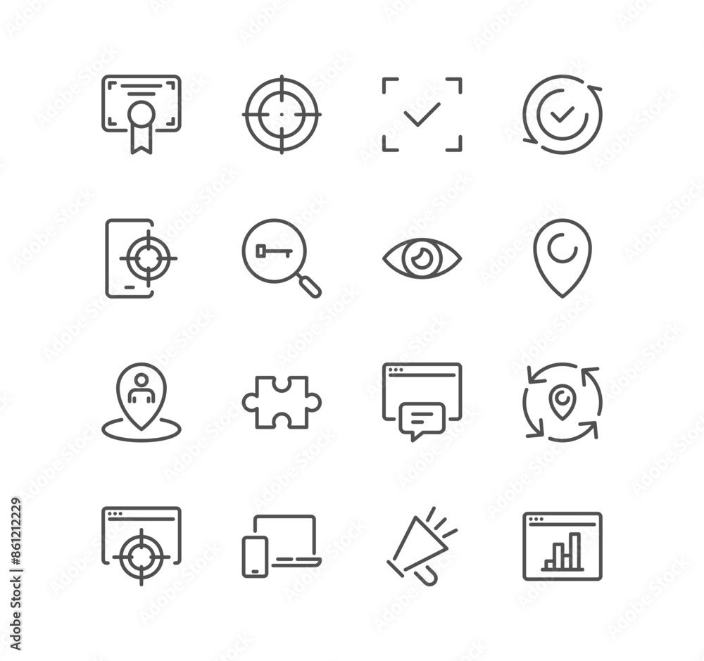 Set of seo and promotion related icons, data, market, analysis, feedback, optimization, target, website stats and linear variety vectors.
Set of seo and promotion related icons, data, market, analysis, feedback, optimization, target, website stats and linear variety vectors.