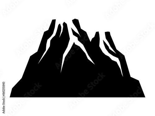 Black volcano. Flat volcanic eruption symbol.	