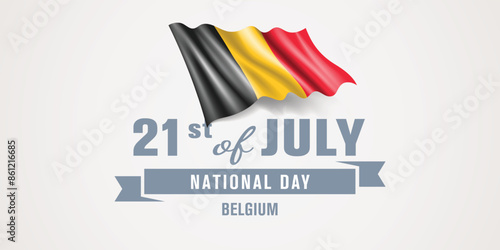 Belgium happy national day greeting card, banner vector illustration
