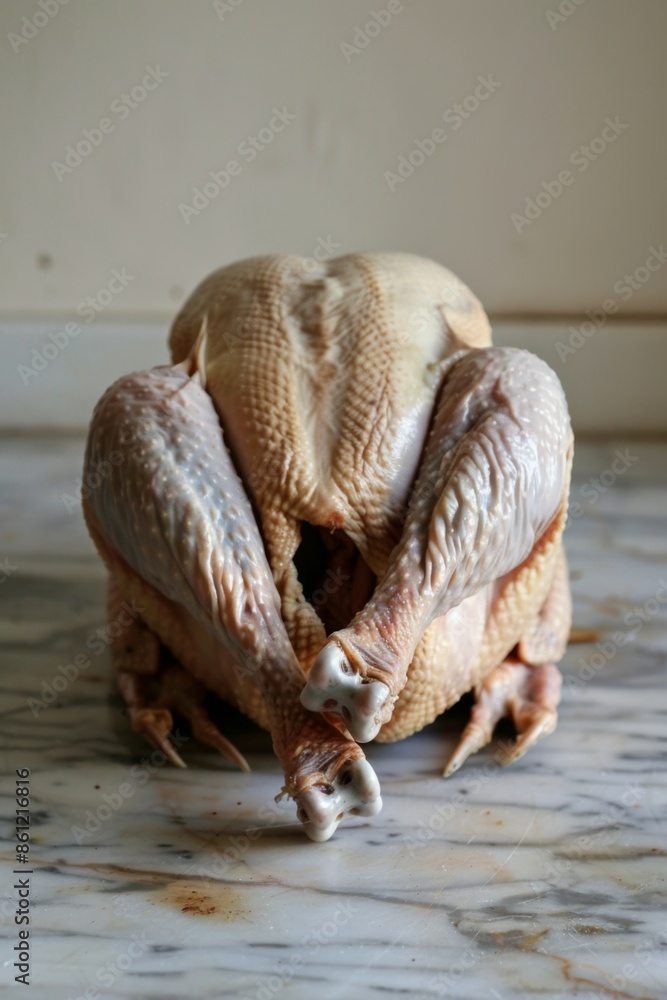 Raw whole chicken on a marble surface. Studio food photography of uncooked poultry. Raw whole chicken on a marble surface. Studio food photography of uncooked poultry.
