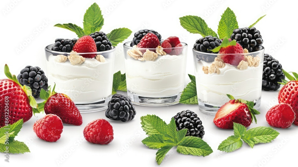 A Symphony of Summer Berries in Creamy Yogurt A Symphony of Summer Berries in Creamy Yogurt