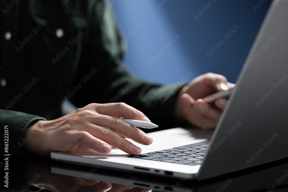 Close up of woman hand using mobile phone for online shopping. Close up of woman hand using mobile phone for online shopping.