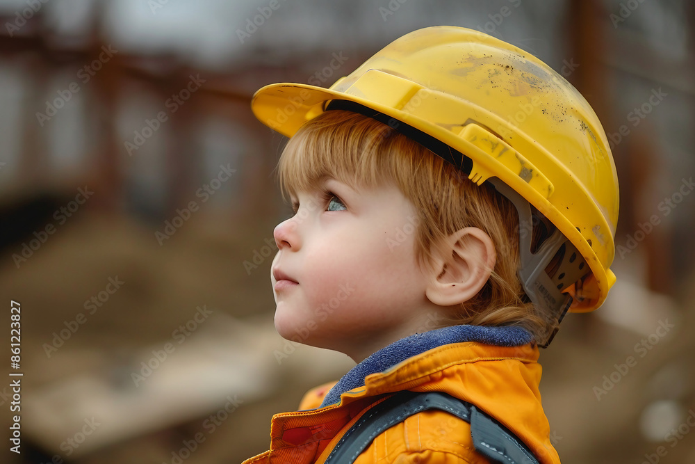 AI generated picture image of small child engineer wearing costume like an adult AI generated picture image of small child engineer wearing costume like an adult