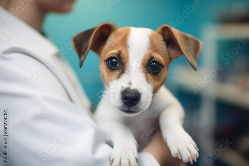Healthy pet on a check up visit in veterinary clinic made with generative AI concept © Tetiana