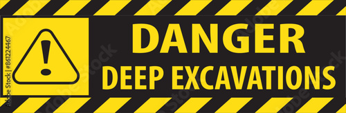Deep excavations warning road sign vector.eps