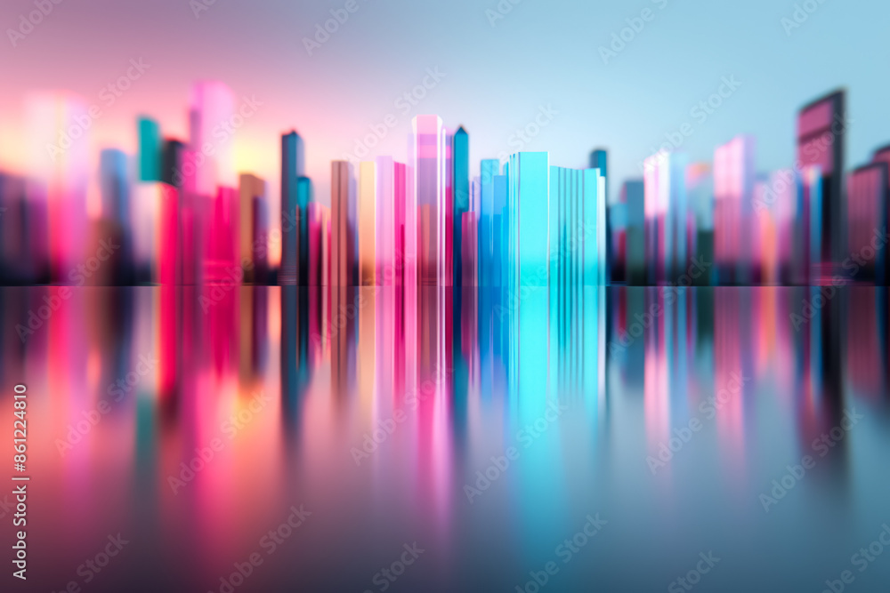 Abstract neon auroras flicker over a surreally distorted, otherworldly skyline Abstract neon auroras flicker over a surreally distorted, otherworldly skyline