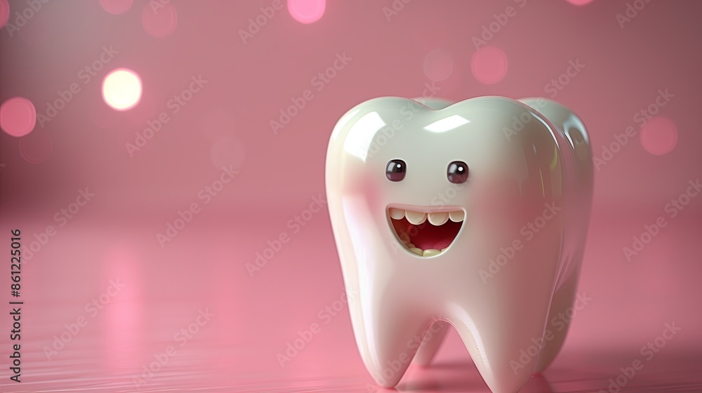Model of the smiling tooth on the pink background. Health care, dentist concept. Model of the smiling tooth on the pink background. Health care, dentist concept.
