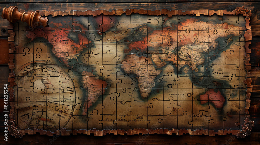 Fototapeta premium map made from puzzle