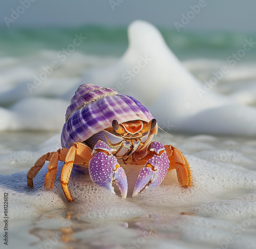 white background hermit crab illustration