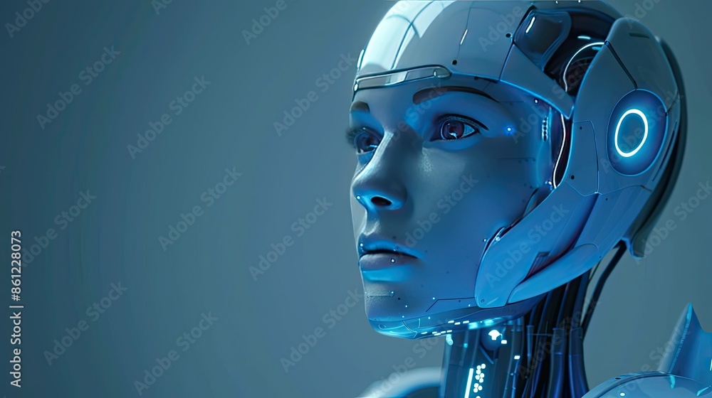 Robot in helmet / 3d rendered robotic Girl in helmet Ai generated Robot in helmet / 3d rendered robotic Girl in helmet Ai generated