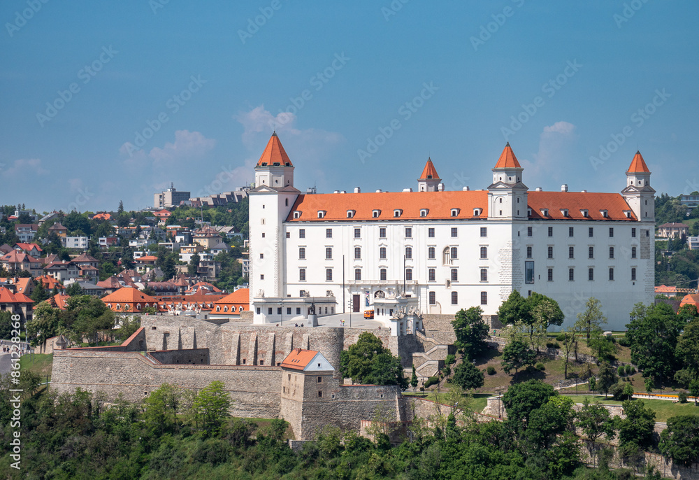 Bratislava, Slovakia. Bratislava Castle is built on a hill above the old town. Popular tourist destination. Bratislava, Slovakia. Bratislava Castle is built on a hill above the old town. Popular tourist destination.