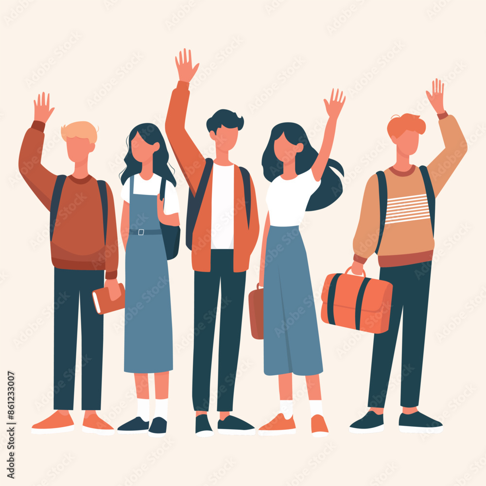 Fototapeta premium A Group of People Waving Hands