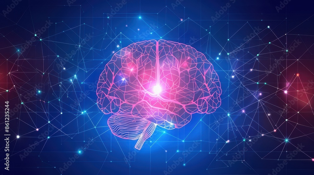 Human brain and neural networks, symbolizing AI's role in advancing mental health treatment. Human brain and neural networks, symbolizing AI's role in advancing mental health treatment.