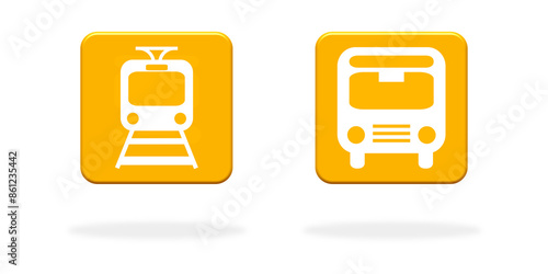 Zug und Bus - Zwei Buttons mit oranger Farbe