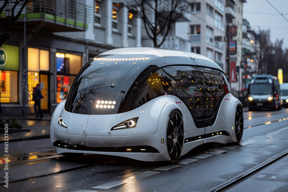 Naklejka premium driverless futuristic electric car of the future