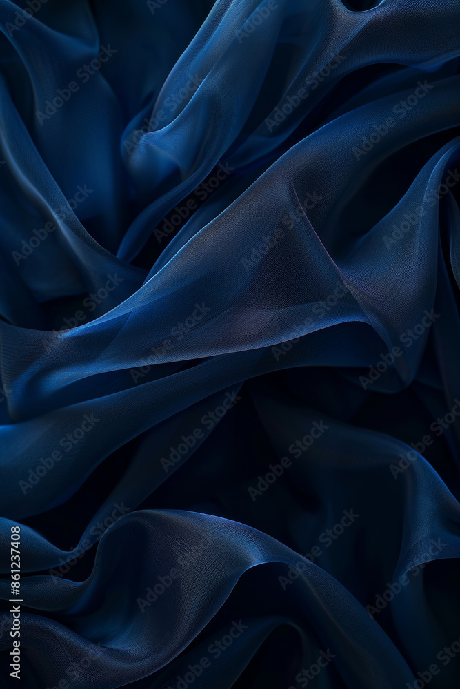 Fototapeta premium Flowing Blue Fabric Texture Background Elegant Drapery and Soft Abstract Waves for Art and Design