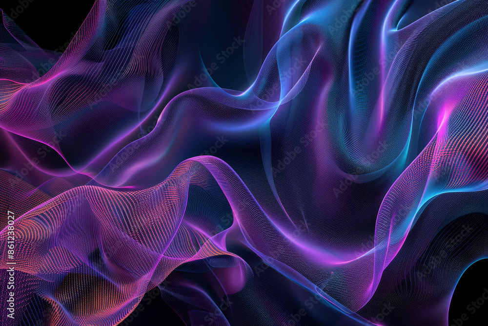 Obraz premium Colorful Abstract Flowing Lines Neon Wave, Digital Art, Glowing Light, Modern Design