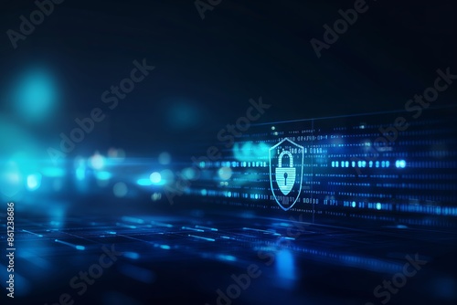 a security icon float in abstract cyber space, concept of digital security, data security, permission and access control