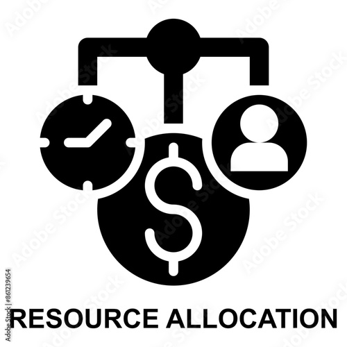 resource allocation, allocation, task management, resources allocation, resources, project management solid glyph icon