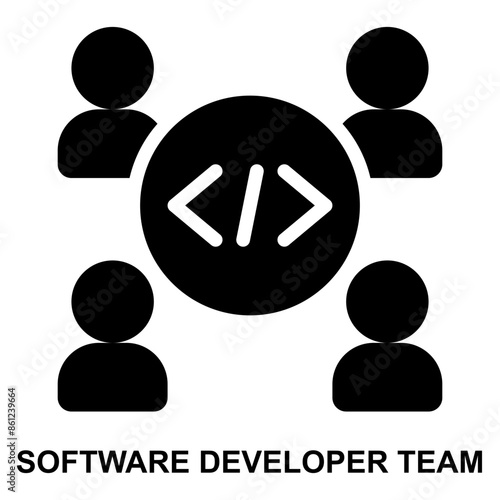 software developer, team, development team, programmer, coder, software engineer solid glyph icon