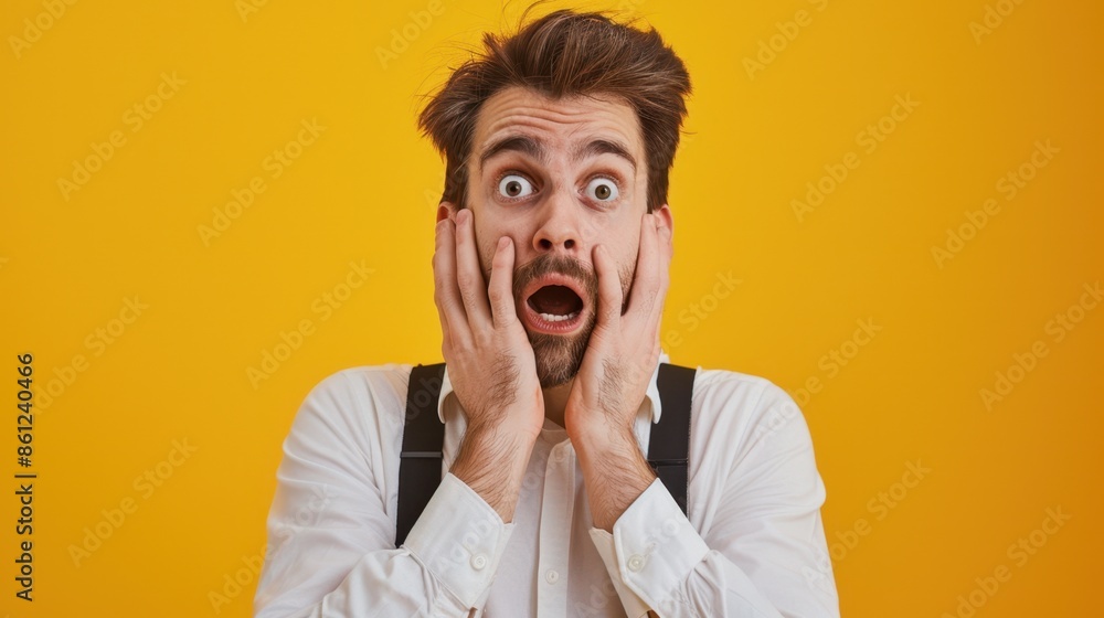 The man with shocked expression The man with shocked expression