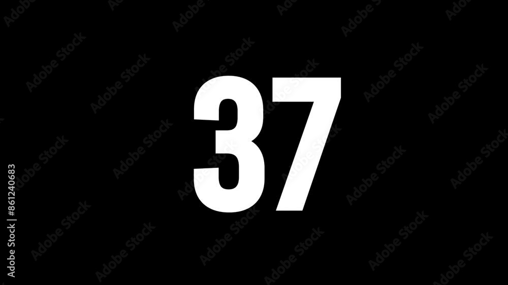 Fiery number 37 with glitch effect and alpha channel, number thirty-seven Fiery number 37 with glitch effect and alpha channel, number thirty-seven