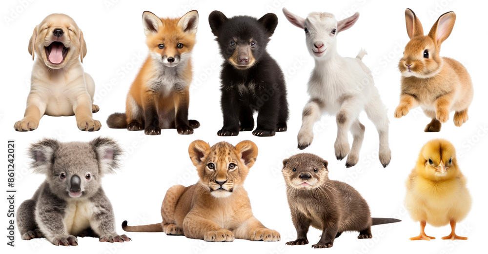 PNG Adorable baby animals set PNG Adorable baby animals set