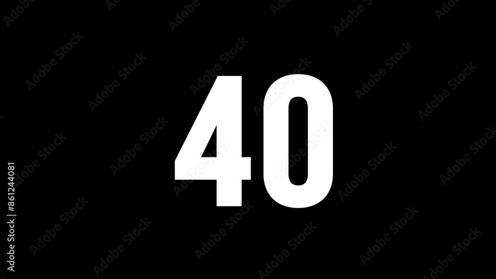 Fiery number 40 with glitch effect and alpha channel, number forty Fiery number 40 with glitch effect and alpha channel, number forty