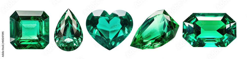 Green gemstone png cut out element set Green gemstone png cut out element set