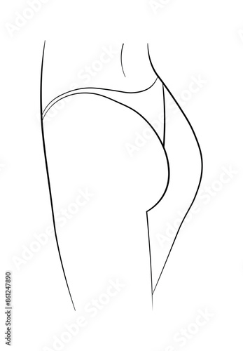 butt woman panties bikini black white drawing