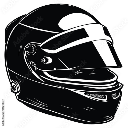  "Black Racing Helmet Illustration - Vector Art"