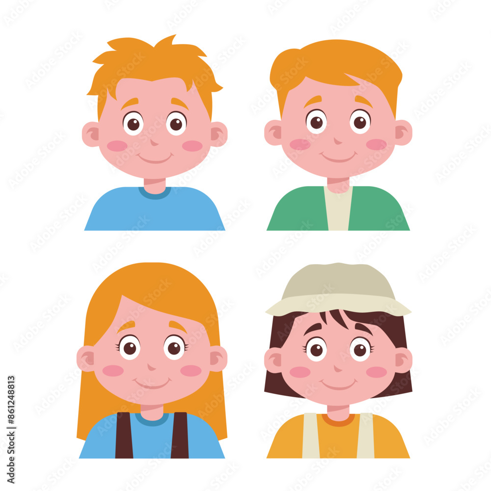 Character element cute people graphic colorful avata set Character element cute people graphic colorful avata set