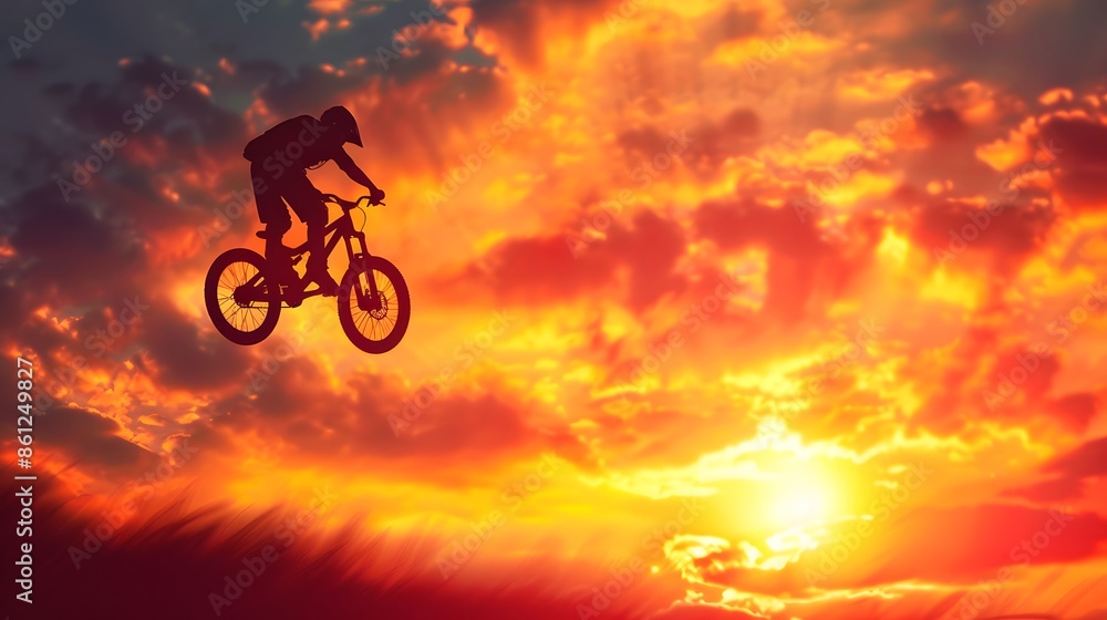 Obraz premium Person biking mid-air