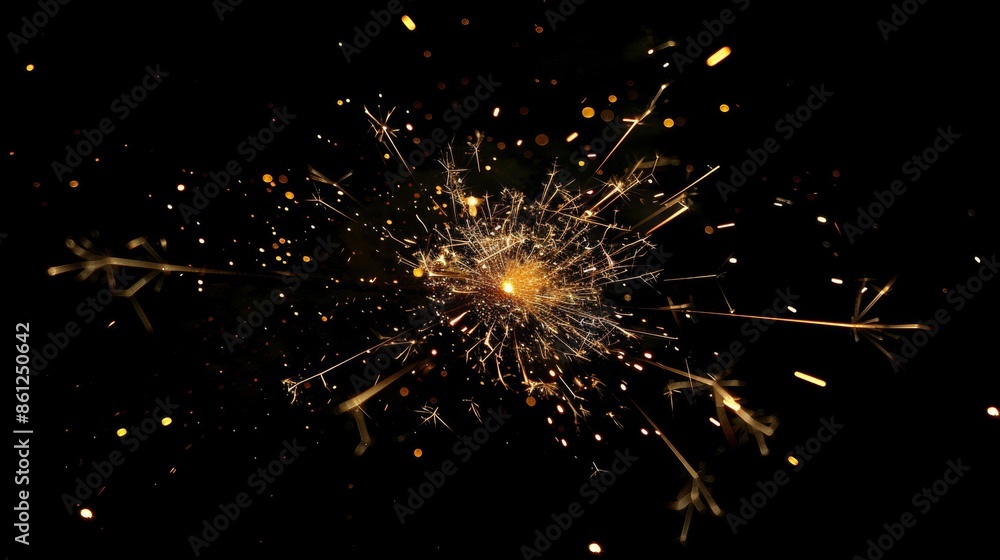 Obraz premium A vibrant display of fireworks against a dark, black background, illuminating the night sky with colorful bursts of light and sparkles