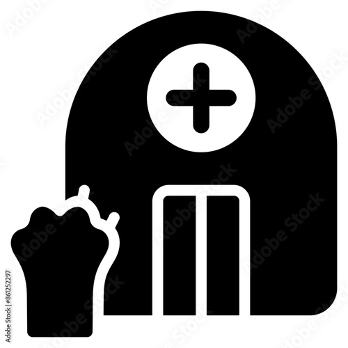 Animal clinic icon with glyph style. Suitable for website design, logo, app and UI. Based on the size of the icon in general, so it can be reduced.