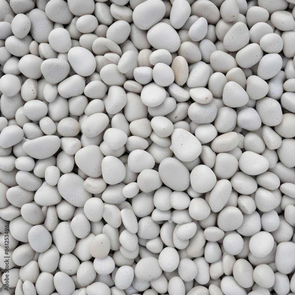 White gravel stones, close-up view of a pile of small, smooth, rounded pebbles White gravel stones, close-up view of a pile of small, smooth, rounded pebbles